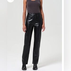 Agolde Recycled Leather 90’s Cinch Waist Pants NWT in black. Super soft.